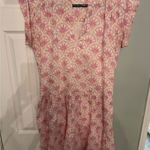 Oliphant Pink and Cream V-Neck Dress